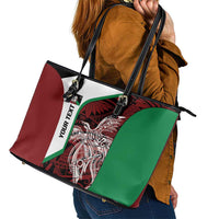 Personalised PNG East New Britain Province Leather Tote Bag Bird of Paradise Tattoo Flag Motif - Polynesian Pride