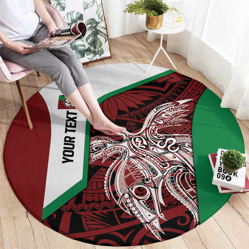 Personalised PNG East New Britain Province Round Carpet Bird of Paradise Tattoo Flag Motif - Polynesian Pride