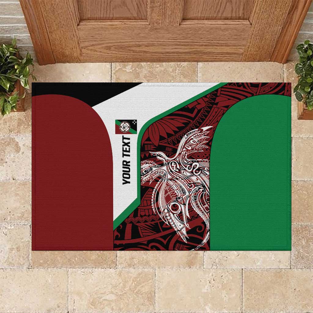 Personalised PNG East New Britain Province Rubber Doormat Bird of Paradise Tattoo Flag Motif - Polynesian Pride