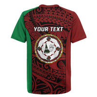 Personalised PNG East New Britain Province Rugby Jersey Bird of Paradise Tattoo Flag Motif - Polynesian Pride