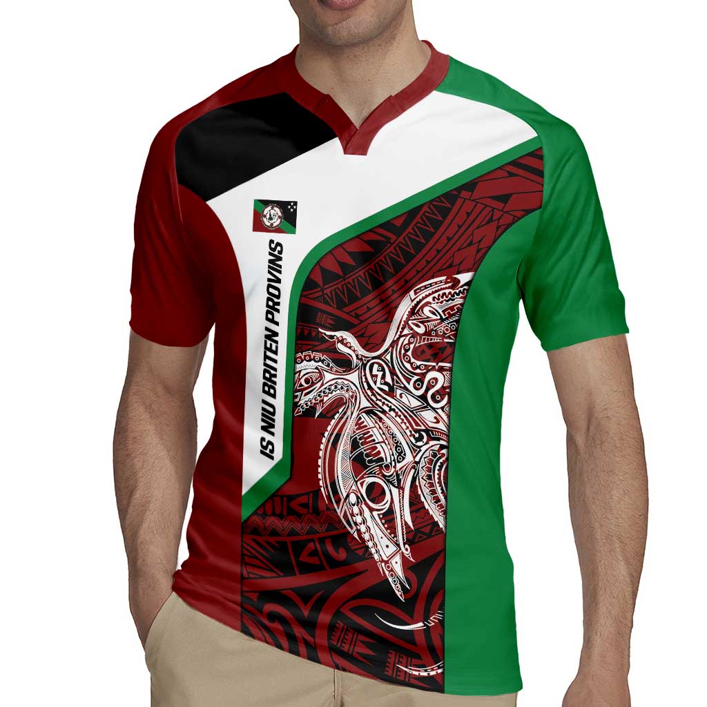 Personalised PNG East New Britain Province Rugby Jersey Bird of Paradise Tattoo Flag Motif - Polynesian Pride