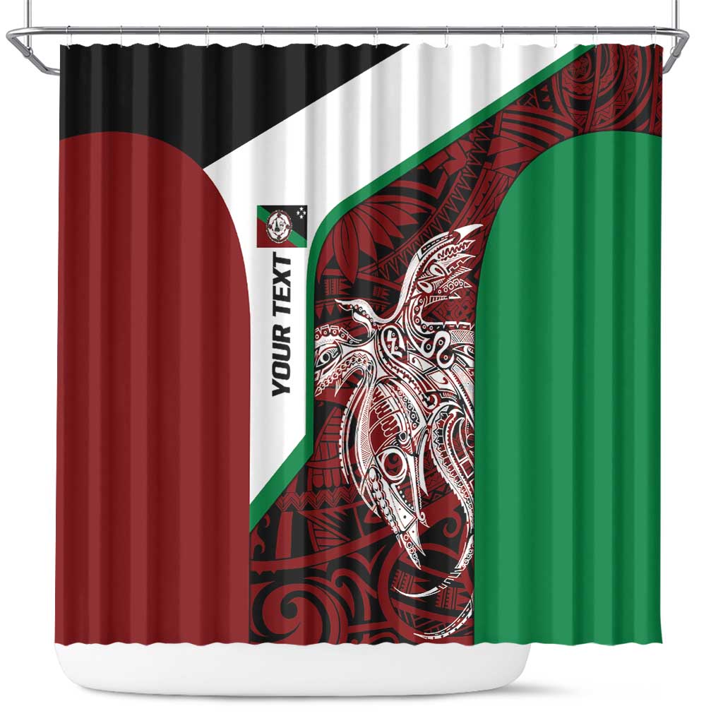 Personalised PNG East New Britain Province Shower Curtain Bird of Paradise Tattoo Flag Motif - Polynesian Pride