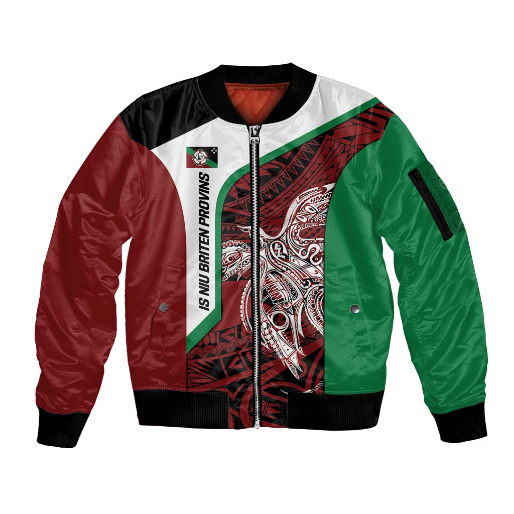 Personalised PNG East New Britain Province Sleeve Zip Bomber Jacket Bird of Paradise Tattoo Flag Motif - Polynesian Pride