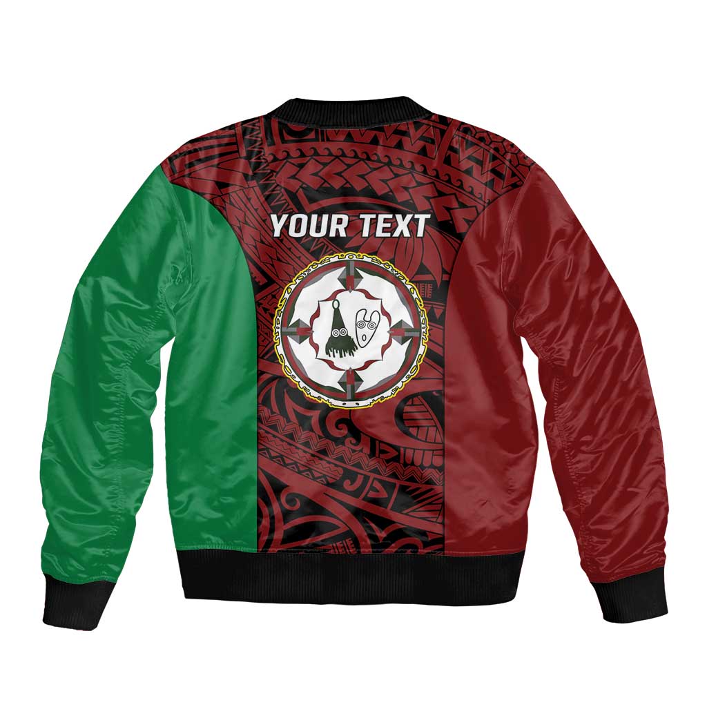 Personalised PNG East New Britain Province Sleeve Zip Bomber Jacket Bird of Paradise Tattoo Flag Motif - Polynesian Pride