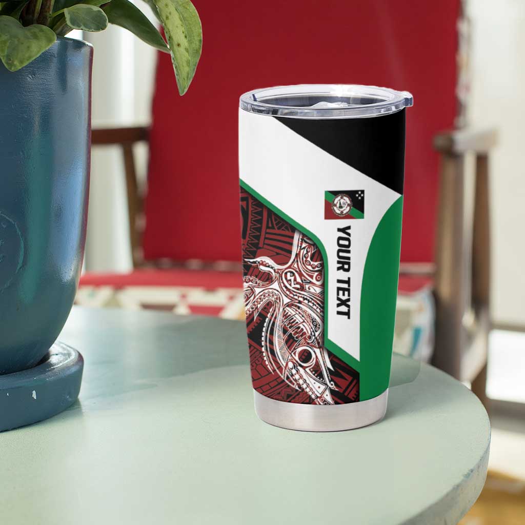 Personalised PNG East New Britain Province Tumbler Cup Bird of Paradise Tattoo Flag Motif - Polynesian Pride