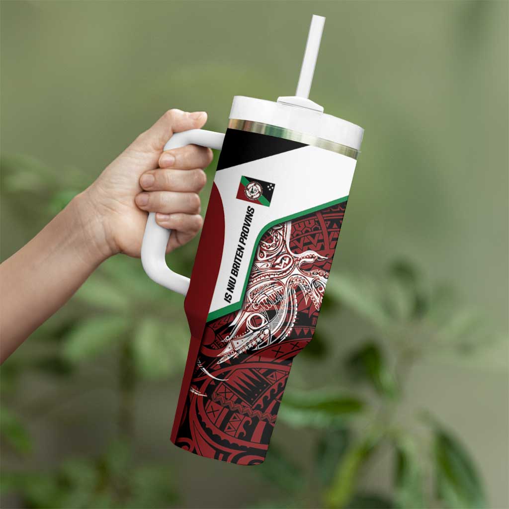 Personalised PNG East New Britain Province Tumbler With Handle Bird of Paradise Tattoo Flag Motif LT9 - Polynesian Pride