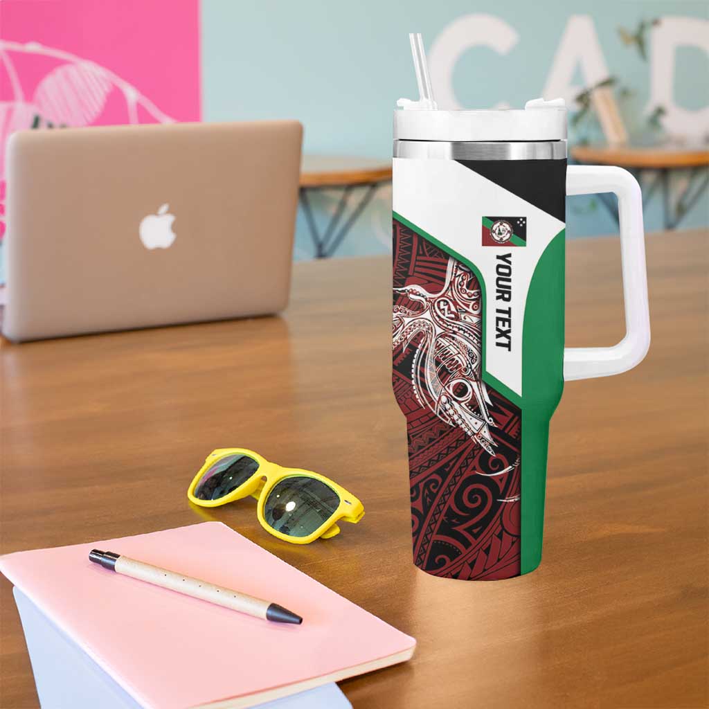Personalised PNG East New Britain Province Tumbler With Handle Bird of Paradise Tattoo Flag Motif LT9 - Polynesian Pride