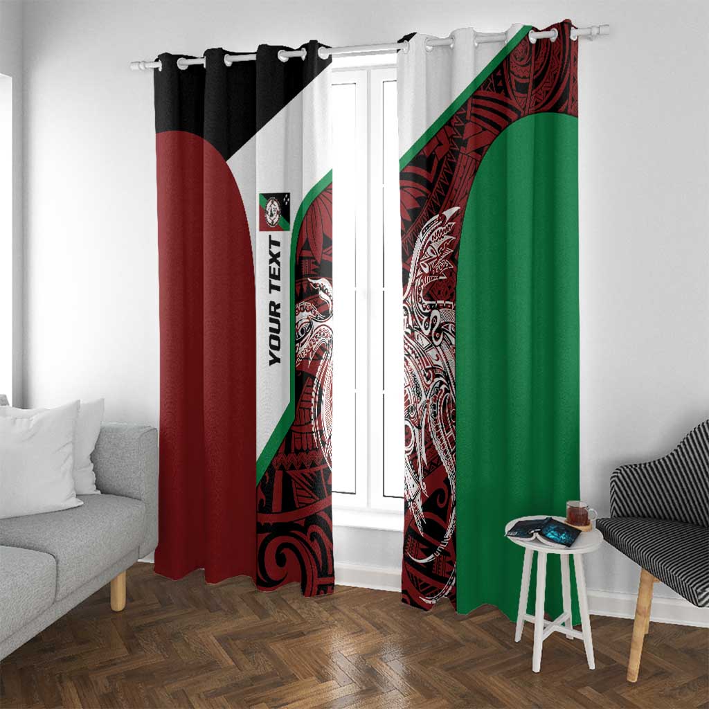 Personalised PNG East New Britain Province Window Curtain Bird of Paradise Tattoo Flag Motif LT9 With Grommets Green - Polynesian Pride