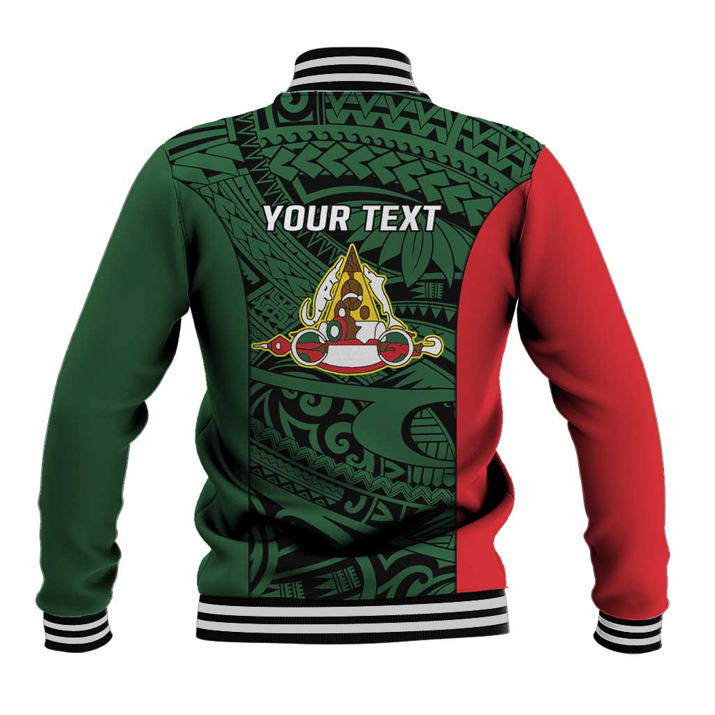 Personalised PNG East Sepik Province Baseball Jacket Bird of Paradise Tattoo Flag Motif - Polynesian Pride