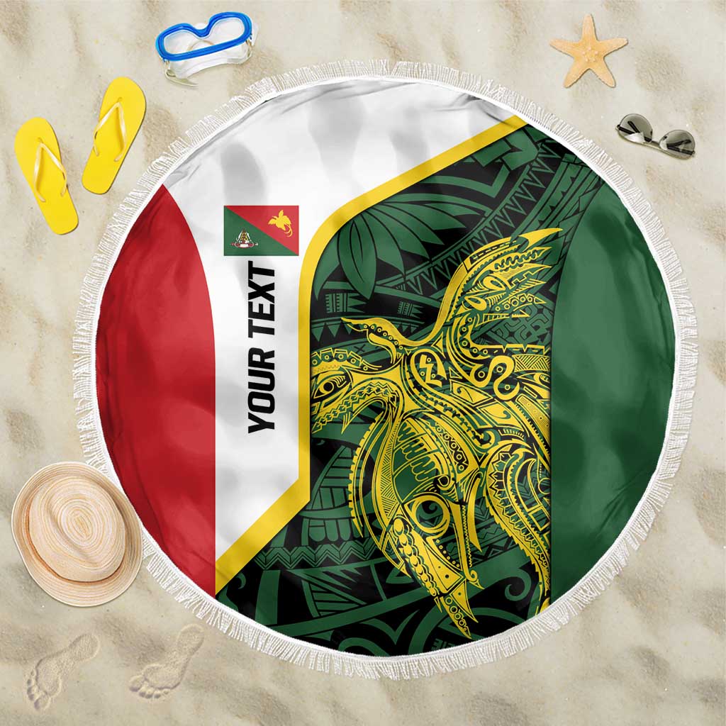 Personalised PNG East Sepik Province Beach Blanket Bird of Paradise Tattoo Flag Motif - Polynesian Pride