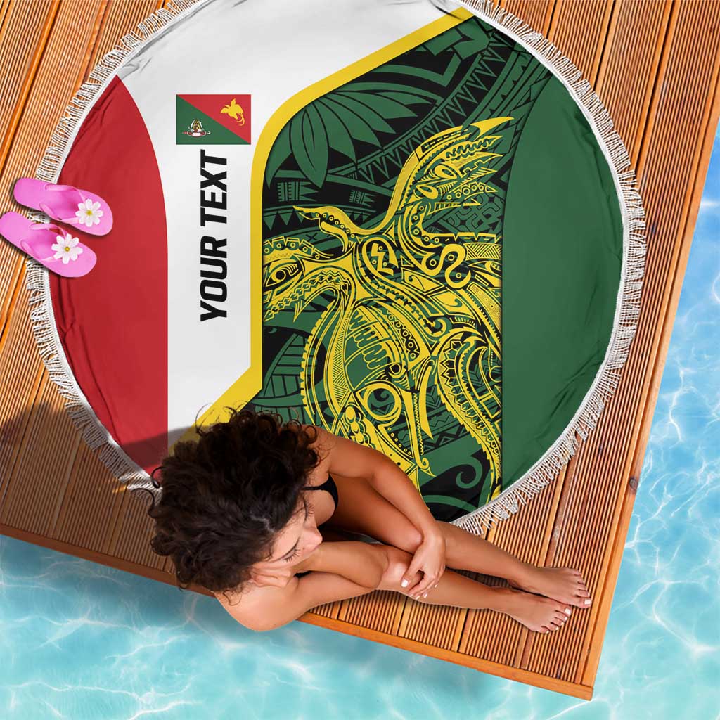 Personalised PNG East Sepik Province Beach Blanket Bird of Paradise Tattoo Flag Motif - Polynesian Pride