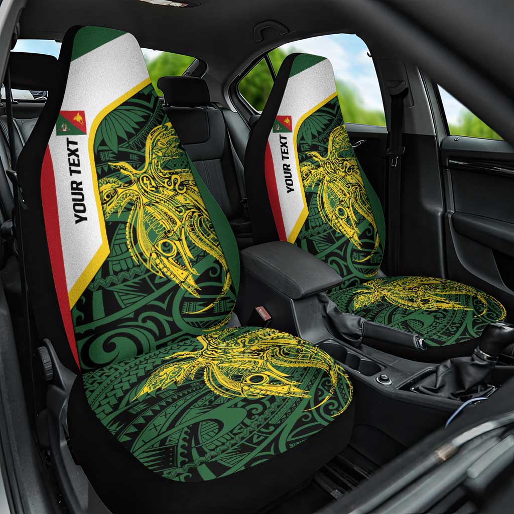 Personalised PNG East Sepik Province Car Seat Cover Bird of Paradise Tattoo Flag Motif - Polynesian Pride
