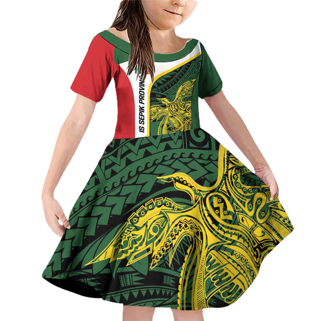 Personalised PNG East Sepik Province Family Matching Off Shoulder Short Dress and Hawaiian Shirt Bird of Paradise Tattoo Flag Motif - Polynesian Pride