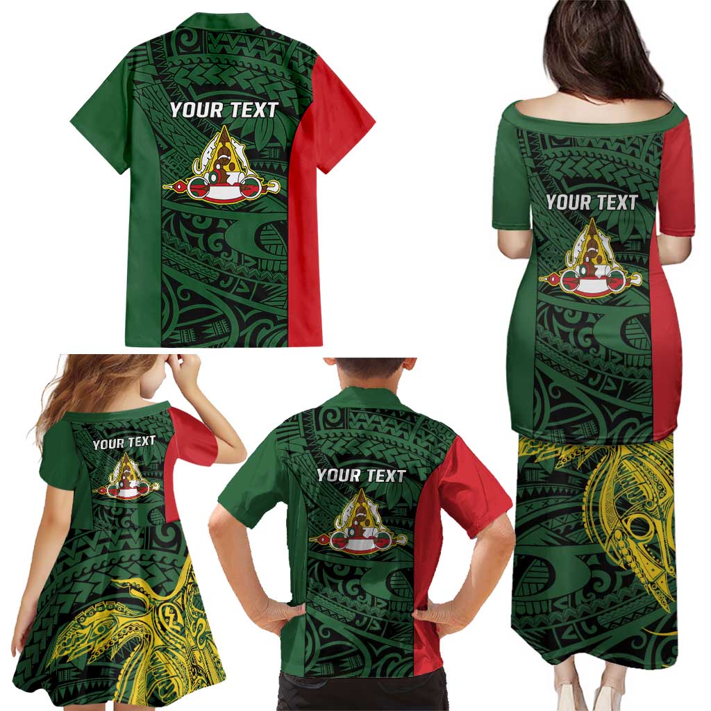 Personalised PNG East Sepik Province Family Matching Puletasi and Hawaiian Shirt Bird of Paradise Tattoo Flag Motif - Polynesian Pride