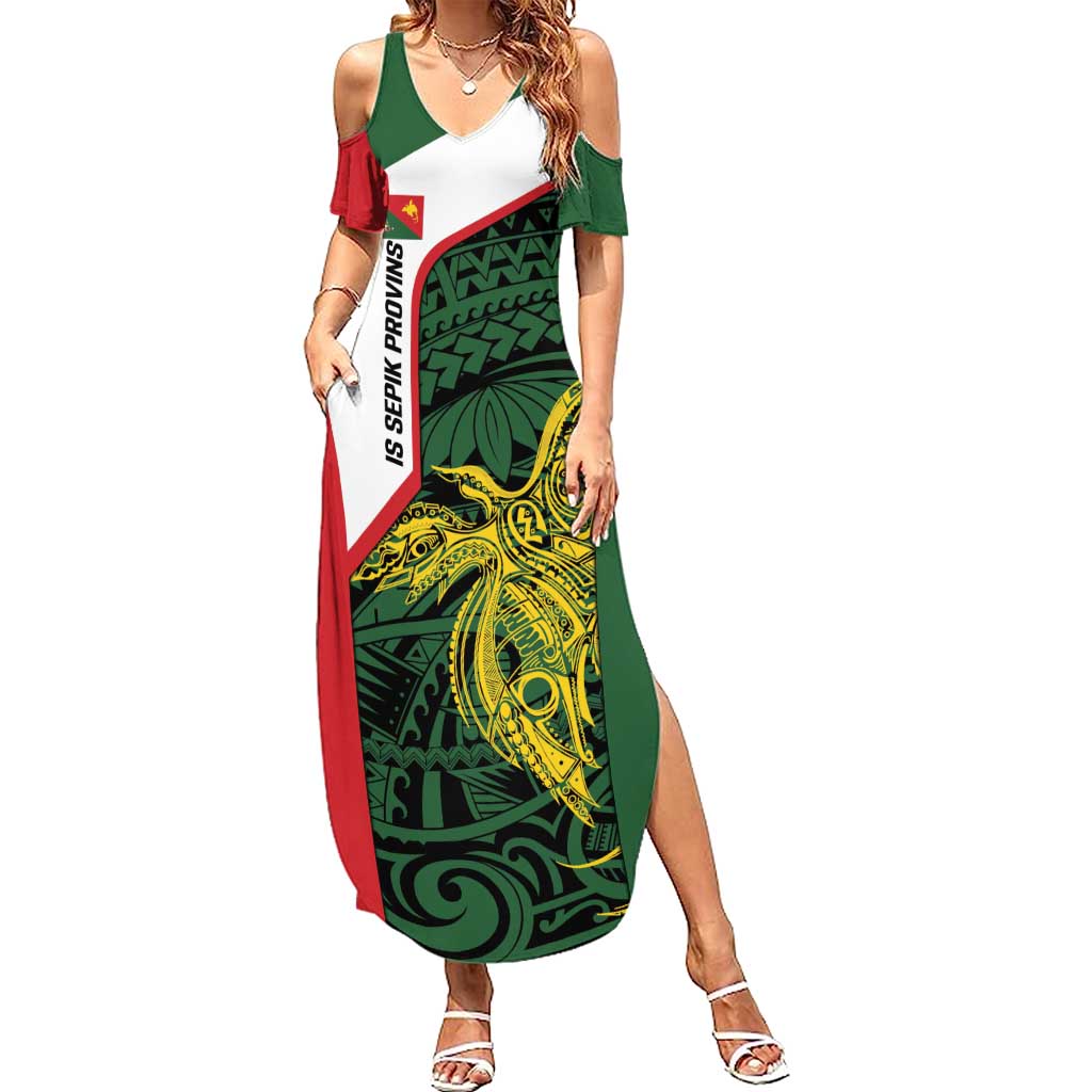 Personalised PNG East Sepik Province Family Matching Summer Maxi Dress and Hawaiian Shirt Bird of Paradise Tattoo Flag Motif - Polynesian Pride