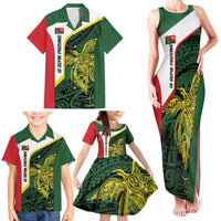 Personalised PNG East Sepik Province Family Matching Tank Maxi Dress and Hawaiian Shirt Bird of Paradise Tattoo Flag Motif - Polynesian Pride