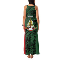 Personalised PNG East Sepik Province Family Matching Tank Maxi Dress and Hawaiian Shirt Bird of Paradise Tattoo Flag Motif - Polynesian Pride
