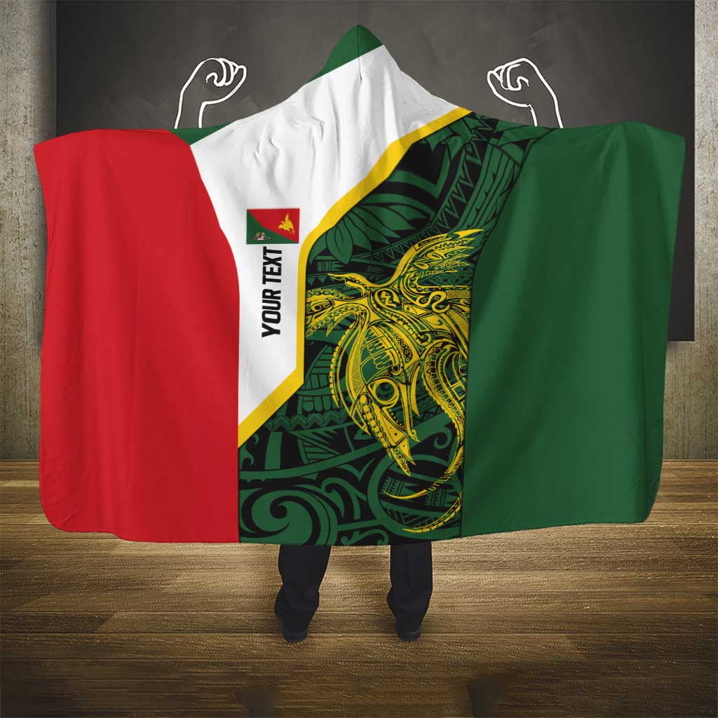 Personalised PNG East Sepik Province Hooded Blanket Bird of Paradise Tattoo Flag Motif - Polynesian Pride