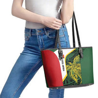 Personalised PNG East Sepik Province Leather Tote Bag Bird of Paradise Tattoo Flag Motif - Polynesian Pride