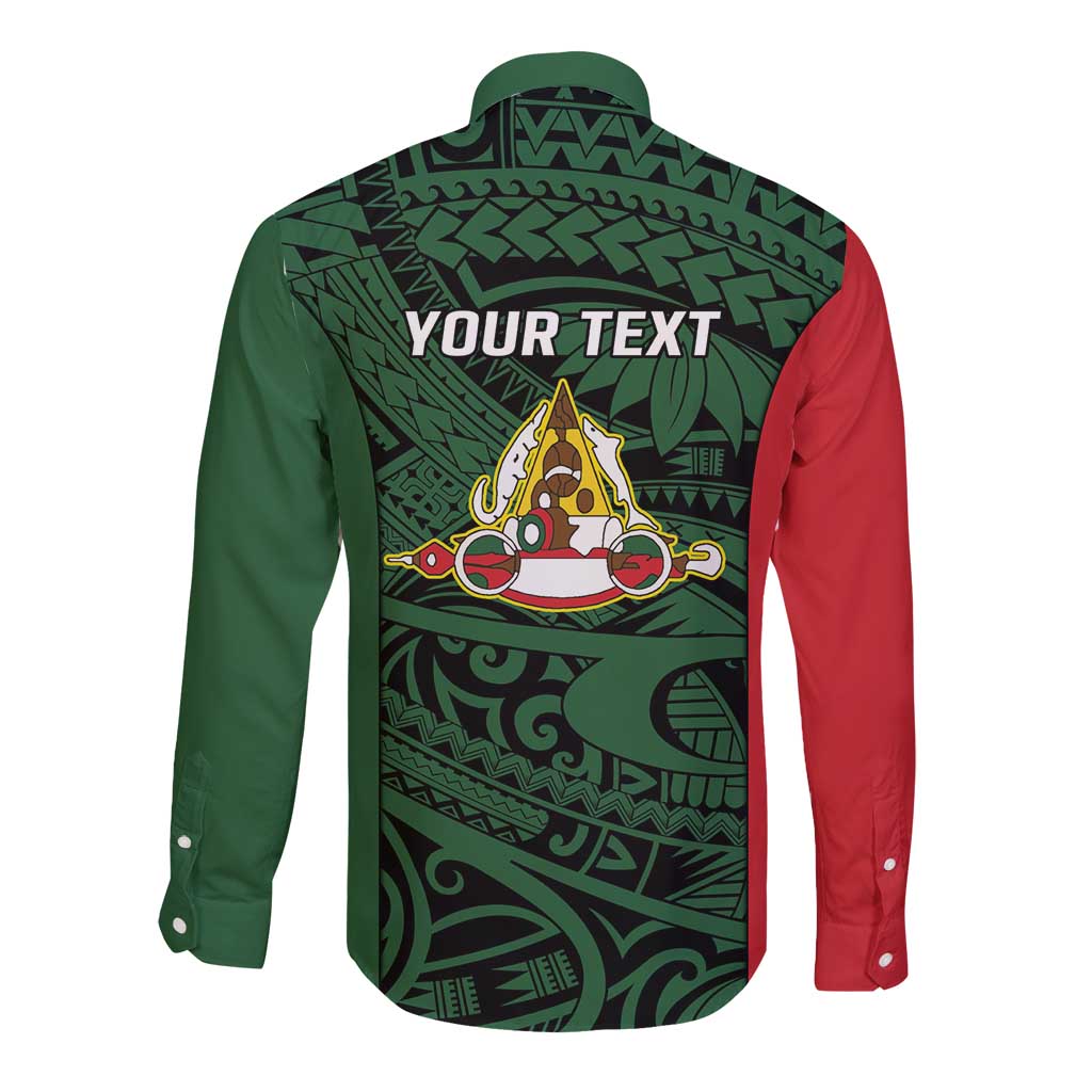 Personalised PNG East Sepik Province Long Sleeve Button Shirt Bird of Paradise Tattoo Flag Motif - Polynesian Pride