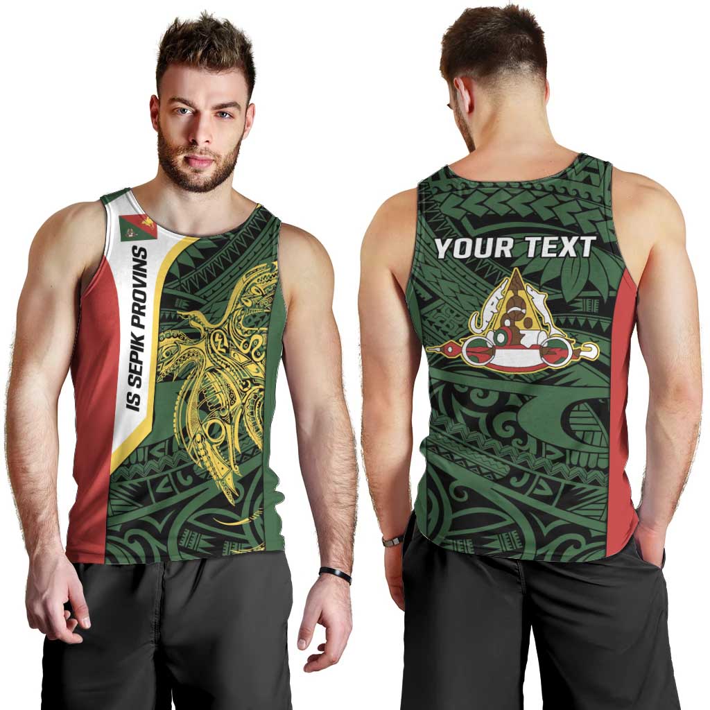Personalised PNG East Sepik Province Men Tank Top Bird of Paradise Tattoo Flag Motif LT9 - Polynesian Pride