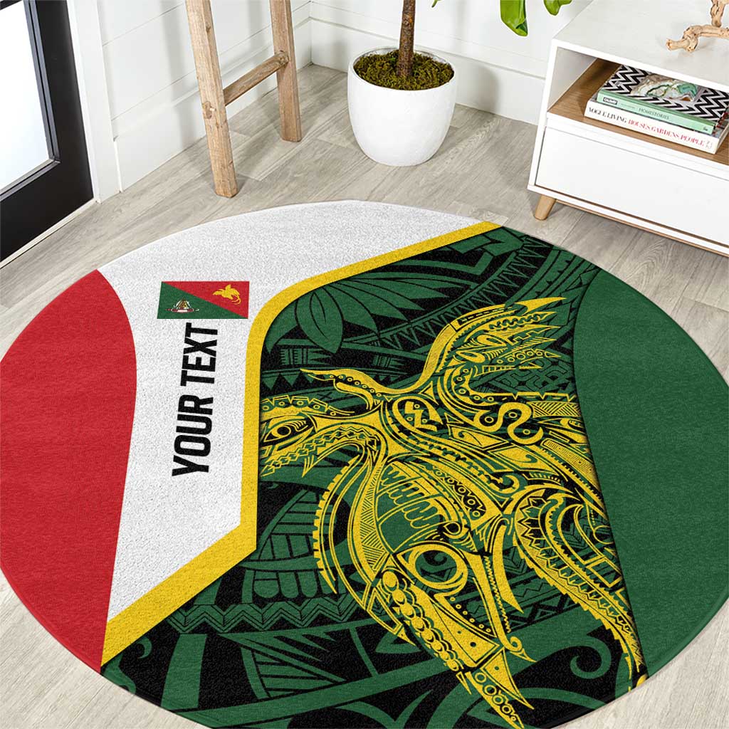 Personalised PNG East Sepik Province Round Carpet Bird of Paradise Tattoo Flag Motif LT9 Green - Polynesian Pride
