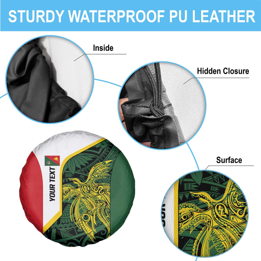 Personalised PNG East Sepik Province Spare Tire Cover Bird of Paradise Tattoo Flag Motif - Polynesian Pride