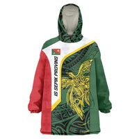 Personalised PNG East Sepik Province Wearable Blanket Hoodie Bird of Paradise Tattoo Flag Motif - Polynesian Pride