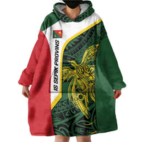 Personalised PNG East Sepik Province Wearable Blanket Hoodie Bird of Paradise Tattoo Flag Motif - Polynesian Pride