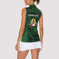 Personalised PNG East Sepik Province Women Sleeveless Polo Shirt Bird of Paradise Tattoo Flag Motif - Polynesian Pride