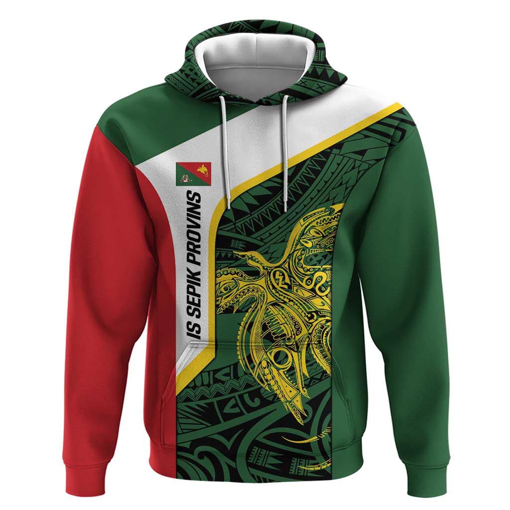 Personalised PNG East Sepik Province Zip Hoodie Bird of Paradise Tattoo Flag Motif - Polynesian Pride