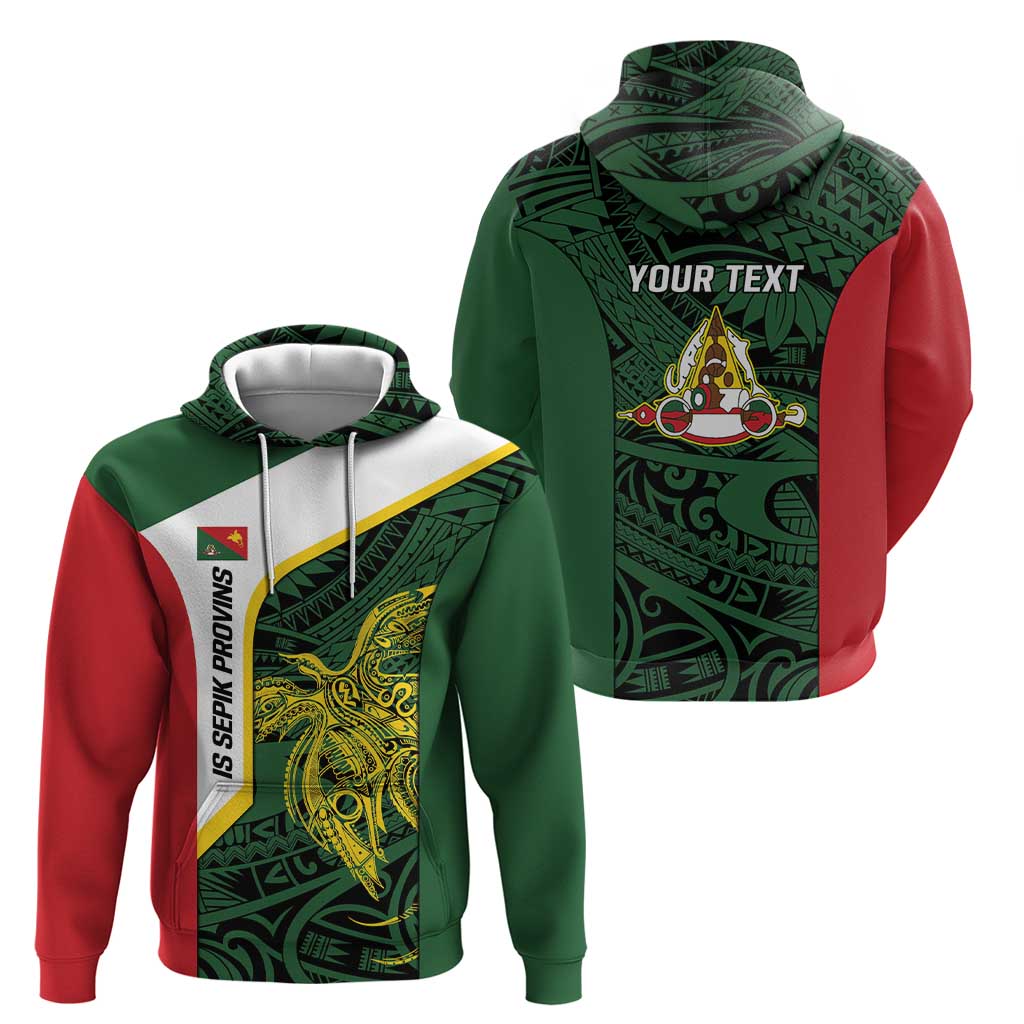 Personalised PNG East Sepik Province Zip Hoodie Bird of Paradise Tattoo Flag Motif - Polynesian Pride