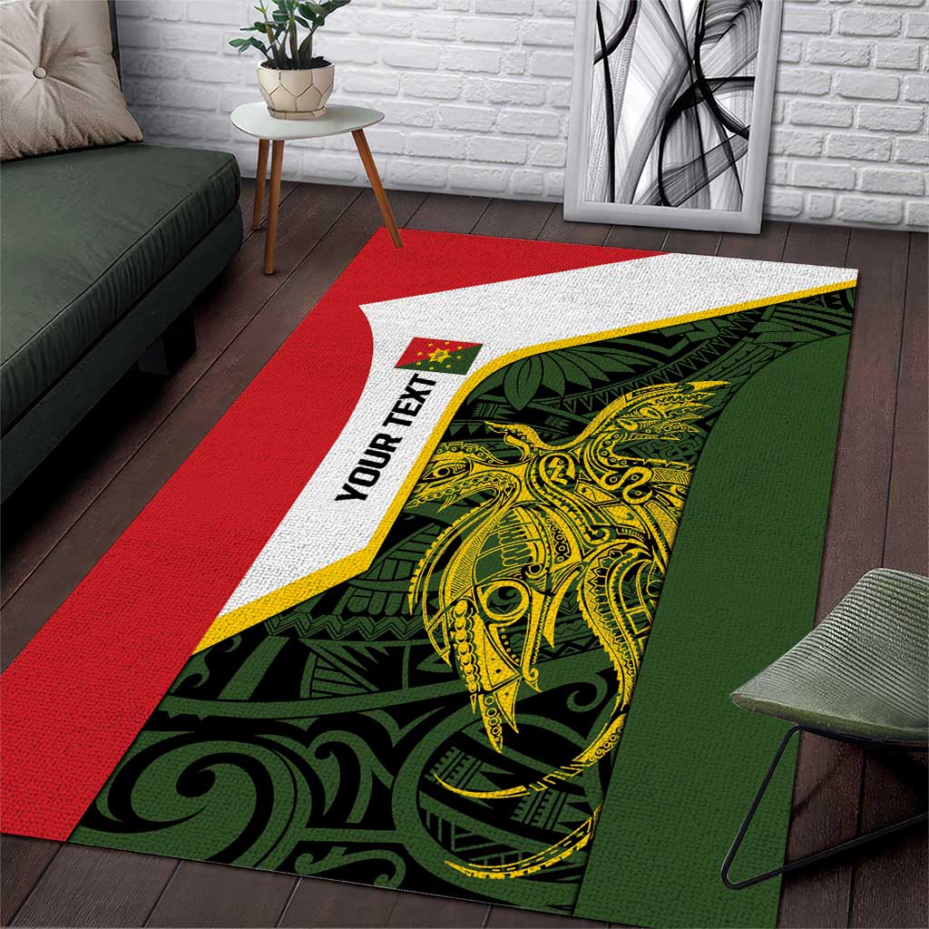 Personalised PNG Eastern Highlands Area Rug Bird of Paradise Tattoo Flag Motif LT9 Green - Polynesian Pride