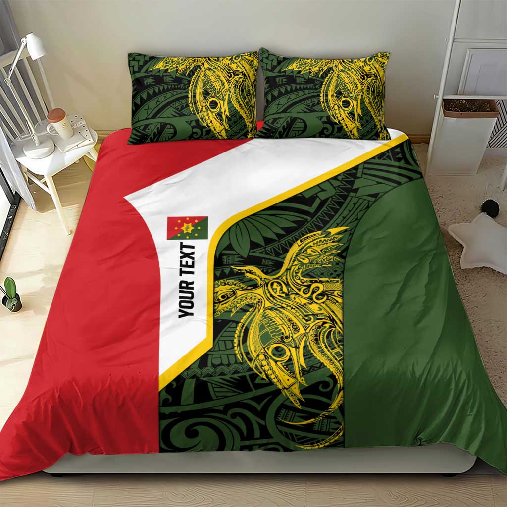 Personalised PNG Eastern Highlands Bedding Set Bird of Paradise Tattoo Flag Motif - Polynesian Pride