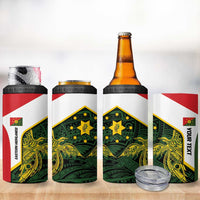 Personalised PNG Eastern Highlands 4 in 1 Can Cooler Tumbler Bird of Paradise Tattoo Flag Motif - Polynesian Pride