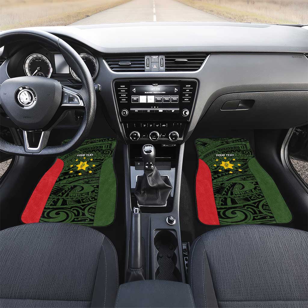 Personalised PNG Eastern Highlands Car Mats Bird of Paradise Tattoo Flag Motif LT9 Set 2pcs - Front Green - Polynesian Pride