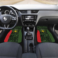 Personalised PNG Eastern Highlands Car Mats Bird of Paradise Tattoo Flag Motif LT9 Set 2pcs - Front Green - Polynesian Pride