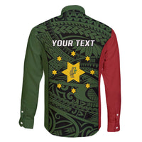 Personalised PNG Eastern Highlands Family Matching Long Sleeve Bodycon Dress and Hawaiian Shirt Bird of Paradise Tattoo Flag Motif - Polynesian Pride