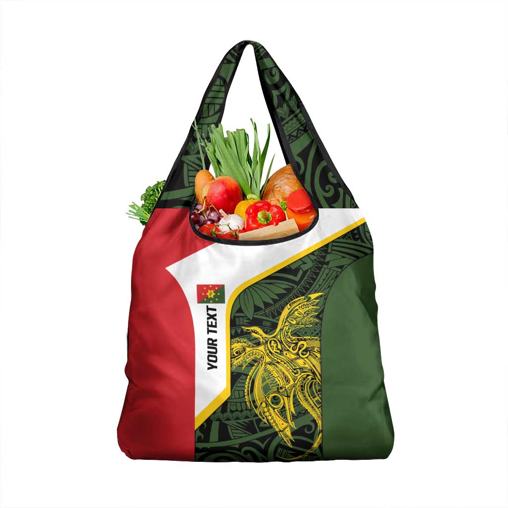 Personalised PNG Eastern Highlands Grocery Bag Bird of Paradise Tattoo Flag Motif LT9 1-pack One Size Green - Polynesian Pride