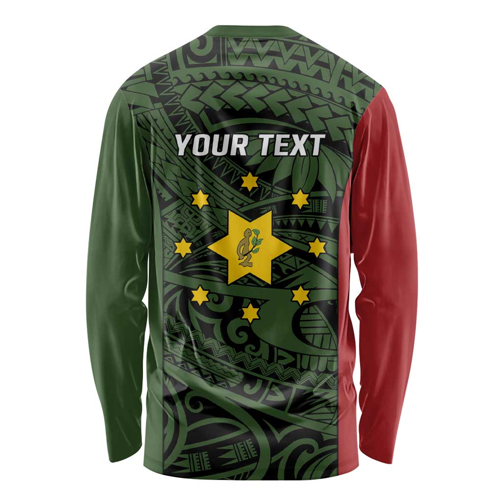 Personalised PNG Eastern Highlands Long Sleeve Shirt Bird of Paradise Tattoo Flag Motif - Polynesian Pride