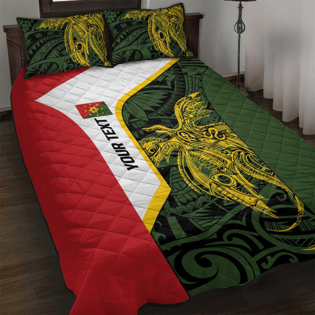 Personalised PNG Eastern Highlands Quilt Bed Set Bird of Paradise Tattoo Flag Motif - Polynesian Pride
