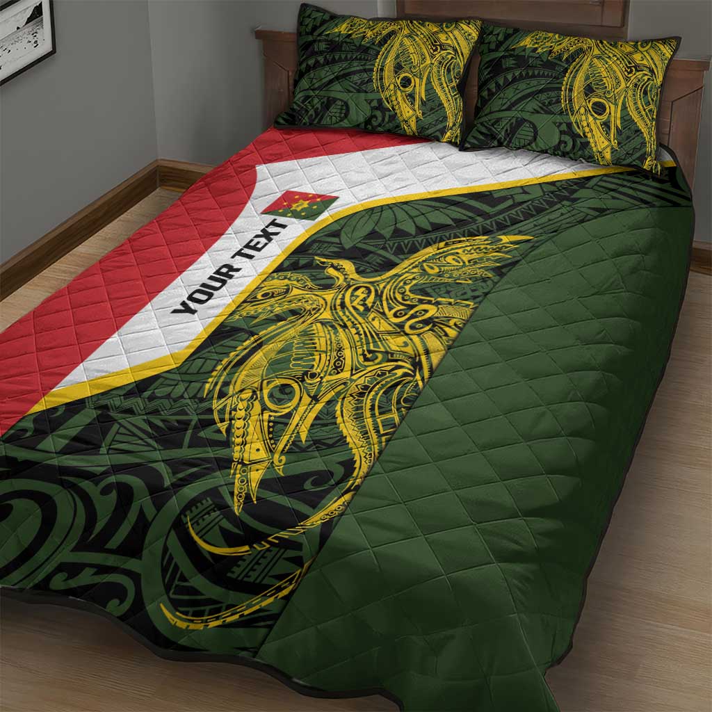 Personalised PNG Eastern Highlands Quilt Bed Set Bird of Paradise Tattoo Flag Motif - Polynesian Pride