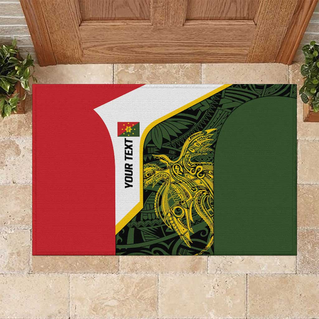 Personalised PNG Eastern Highlands Rubber Doormat Bird of Paradise Tattoo Flag Motif - Polynesian Pride