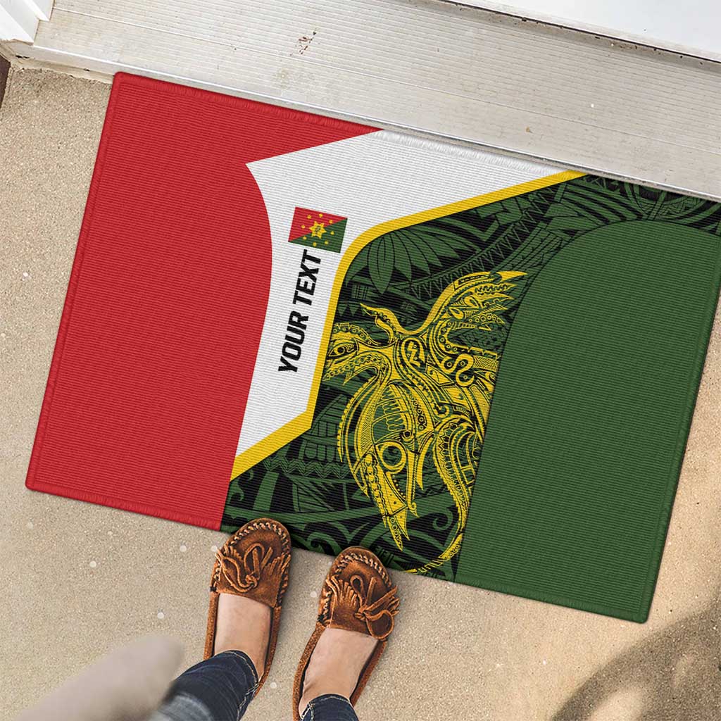 Personalised PNG Eastern Highlands Rubber Doormat Bird of Paradise Tattoo Flag Motif - Polynesian Pride