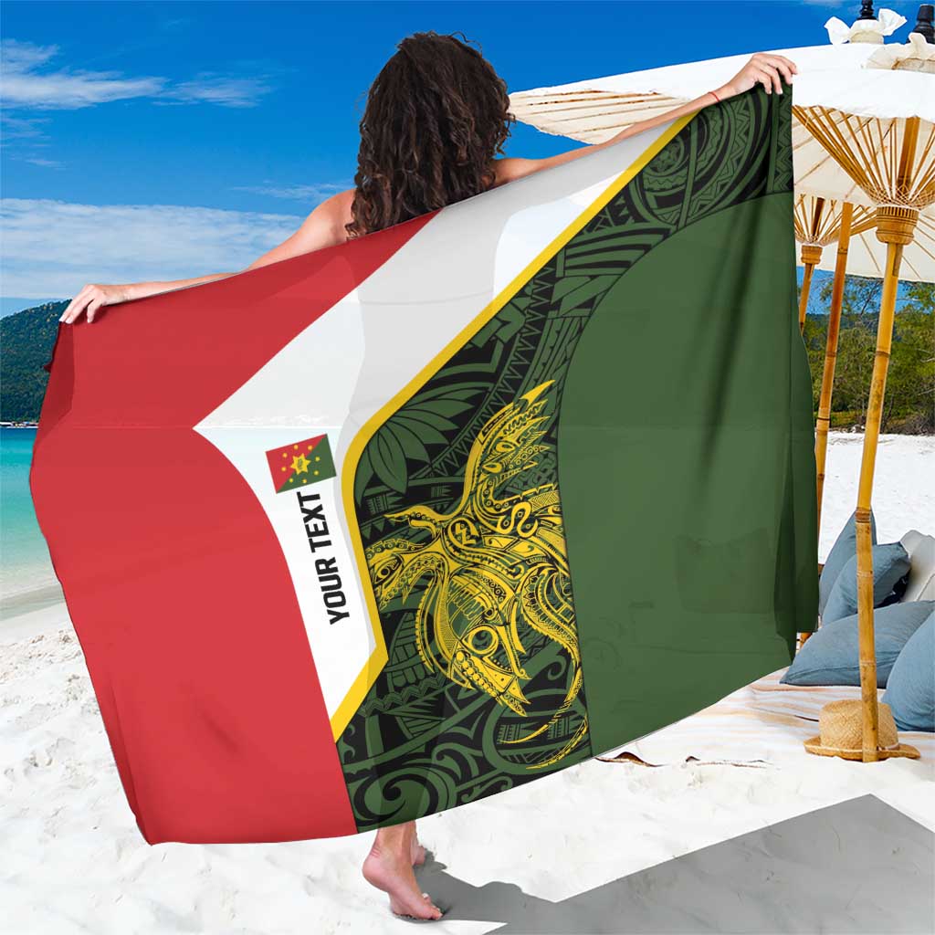 Personalised PNG Eastern Highlands Sarong Bird of Paradise Tattoo Flag Motif LT9 One Size 44 x 66 inches Green - Polynesian Pride