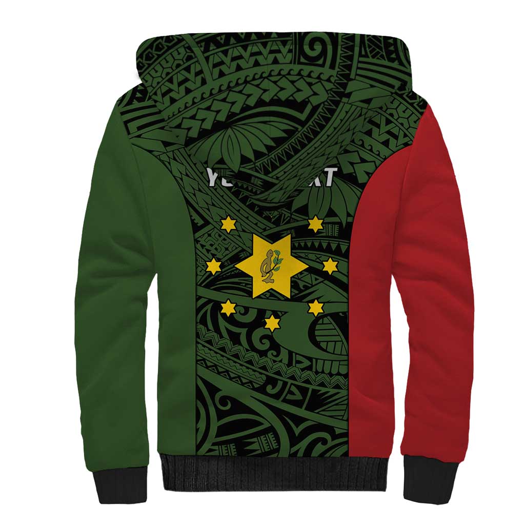 Personalised PNG Eastern Highlands Sherpa Hoodie Bird of Paradise Tattoo Flag Motif - Polynesian Pride