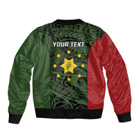 Personalised PNG Eastern Highlands Sleeve Zip Bomber Jacket Bird of Paradise Tattoo Flag Motif - Polynesian Pride