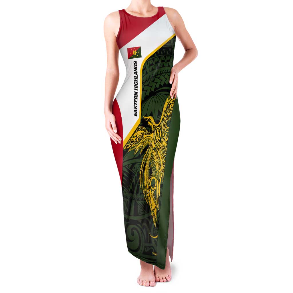 Personalised PNG Eastern Highlands Tank Maxi Dress Bird of Paradise Tattoo Flag Motif - Polynesian Pride