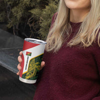 Personalised PNG Eastern Highlands Tumbler Cup Bird of Paradise Tattoo Flag Motif - Polynesian Pride