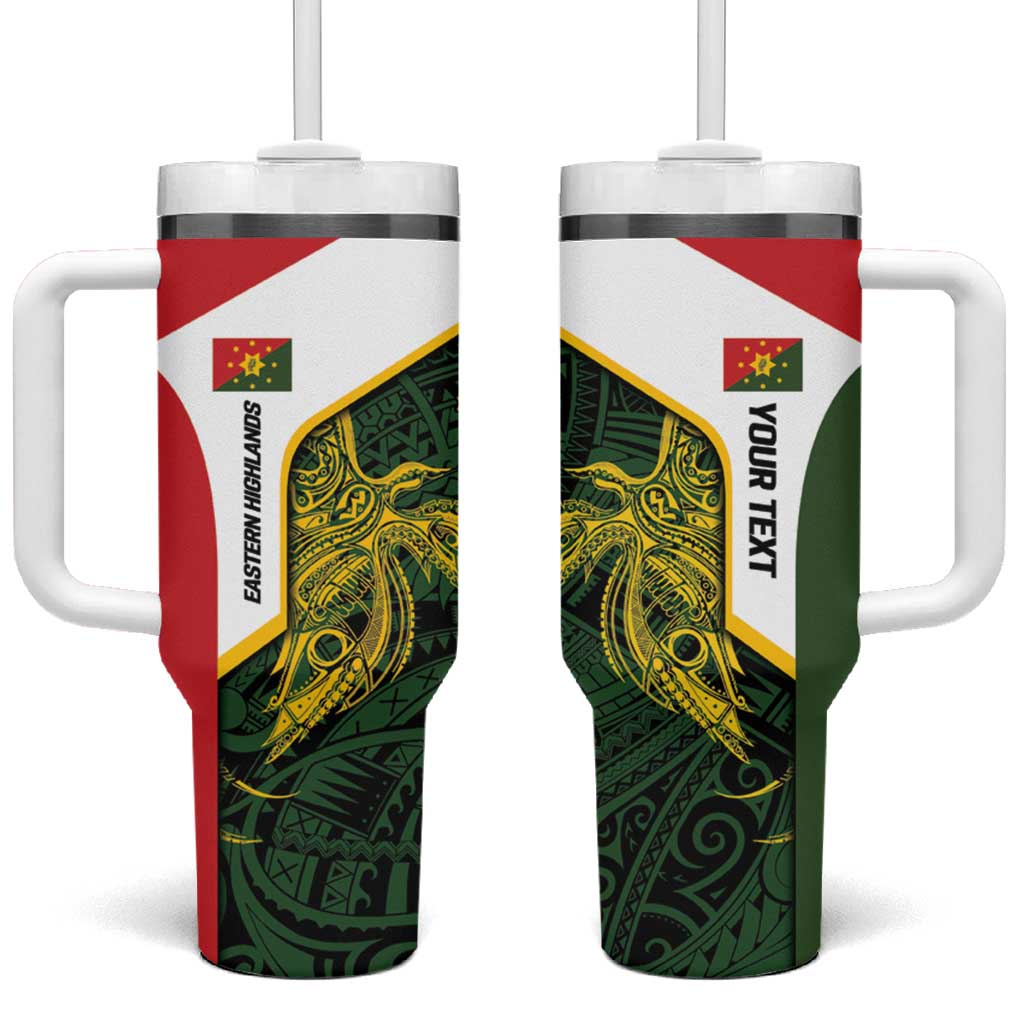 Personalised PNG Eastern Highlands Tumbler With Handle Bird of Paradise Tattoo Flag Motif LT9 One Size: 40 oz Green - Polynesian Pride